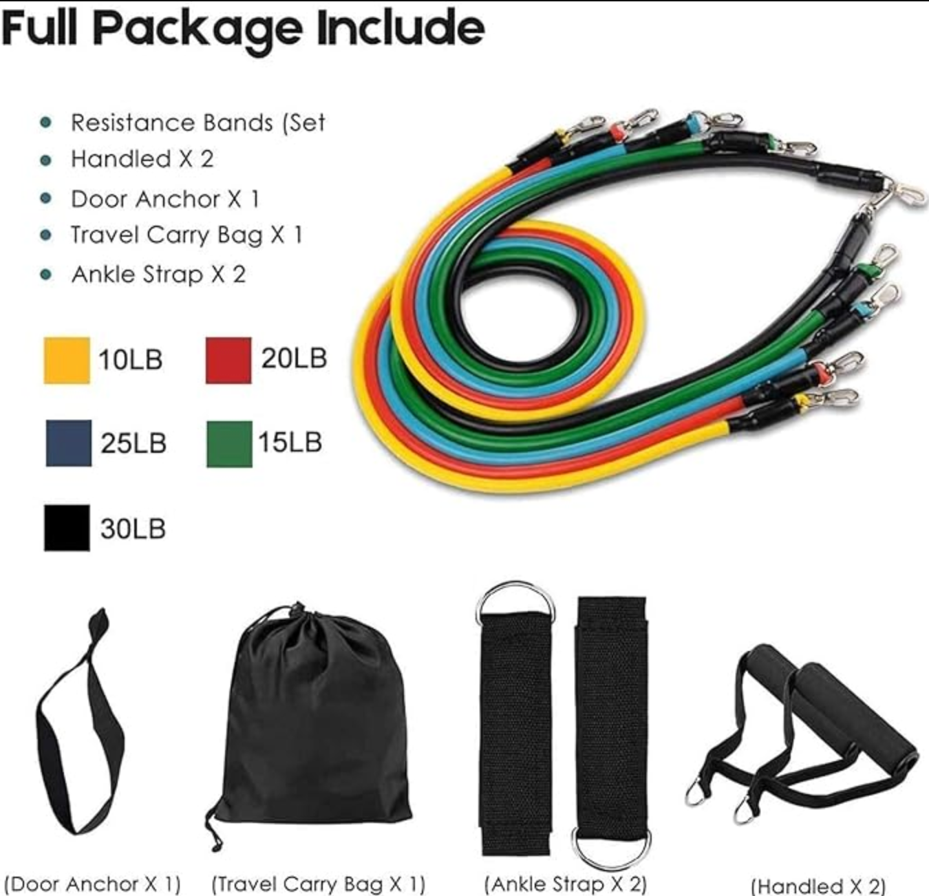 11-Piece Resistance Band Set | Full Body Home Workout Kit